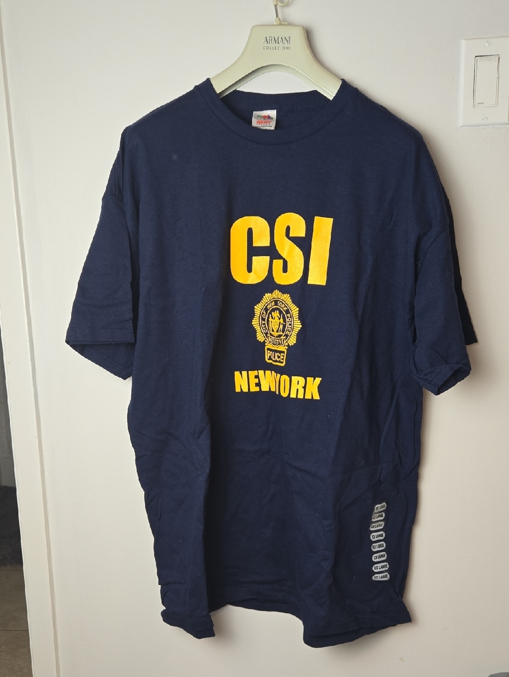 Fruit of the Loom Navy Blue CSI New York Short Sleeve T-Shirt with Yellow Print